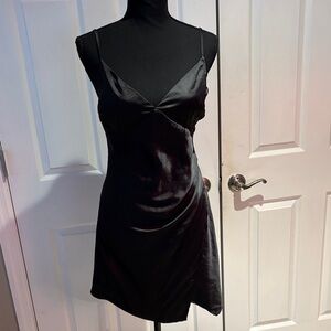 Altar'd State Elegant Black Satin Slip